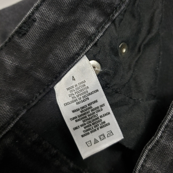 Aero high rise faded black ripped raw hem skinny jeans women's size 4 - Picture 7 of 11